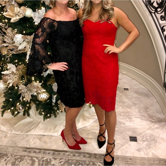 Bardot Red Lace Midi Dress size 8 worn once - Picture 3 of 3